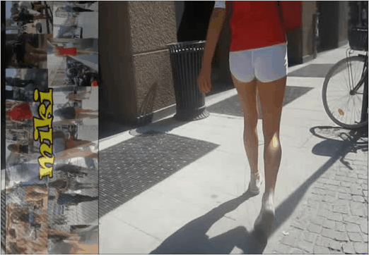 Girls in candid clothes walking the streets 