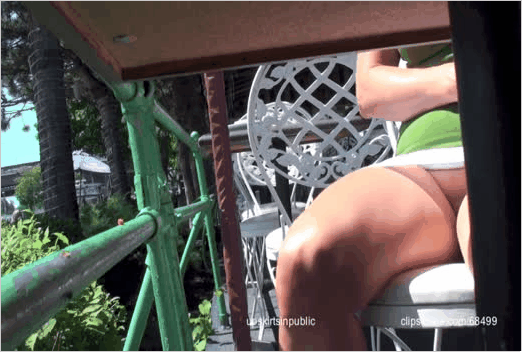 Upskirt outdoor busty bareback